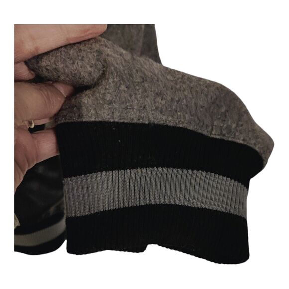 Bare Fox Jacket Men's Extra Large Black Gray Fleece Sleeves Varsity Snap Up 4XL - Picture 8 of 16